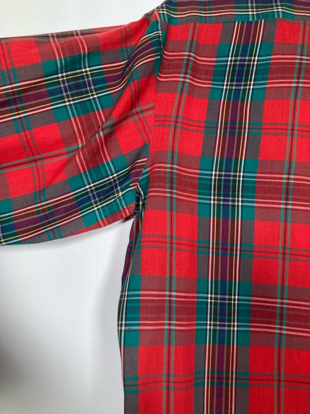 Vintage Lee 80s Red & Green Tartan Plaid Button Down Shirt L Preppy Academia - Picture 7 of 9